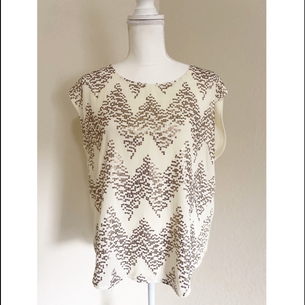 3/15 Forever 21 Sleeveless Chevron Sequin Blouse